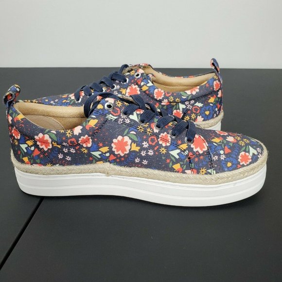 Jack Rogers Mia Blue Floral Platform Sneakers‎ Shoes Size 7.5 - Picture 5 of 9